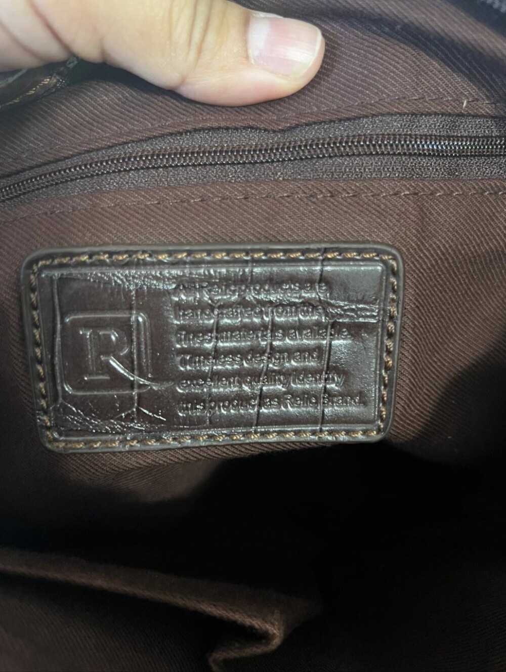 Relic Patchwork Brown Bag - Crocodile Skin Effect Women's Handbag. Vintage Y2K" - Picture 9 of 10